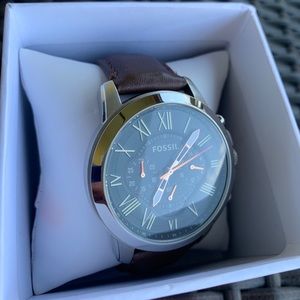 Fossil leather band stainless steel